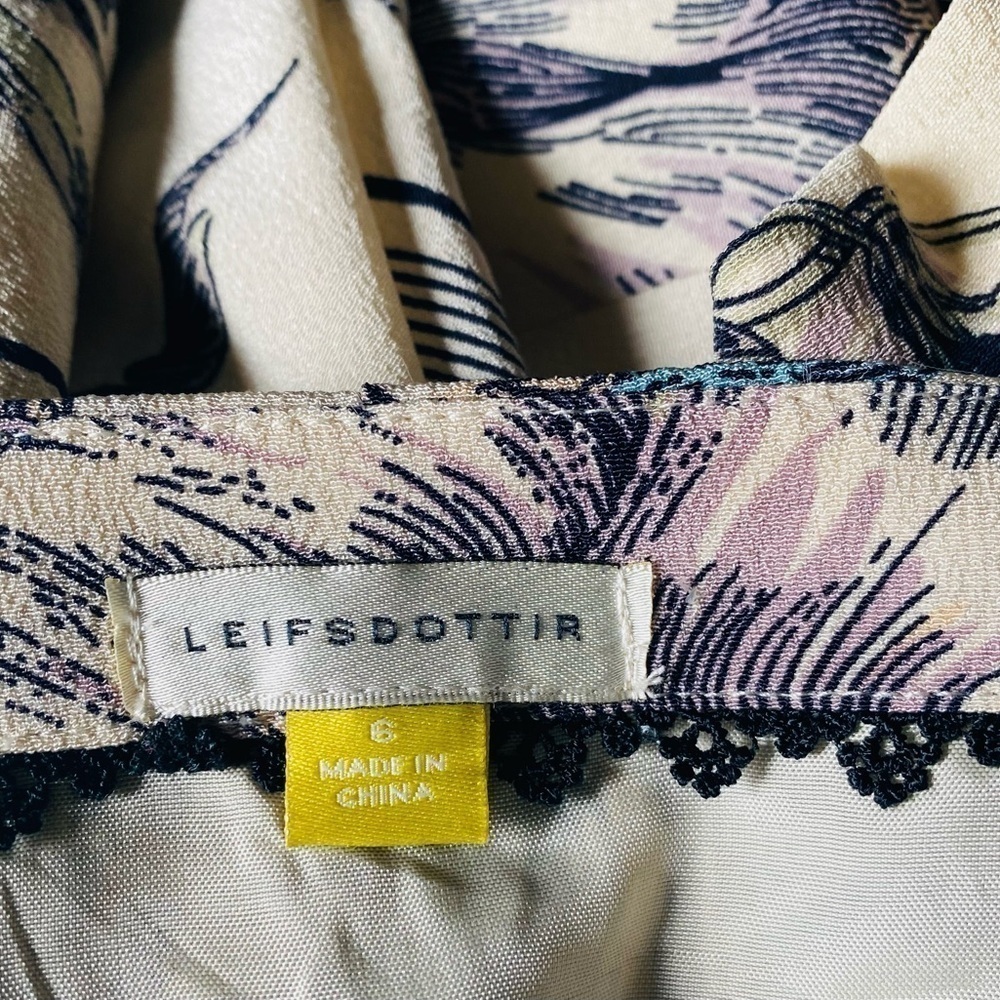 ANTHROPOLOGIE LEIFSDOTTIR 100% Silk Retro Drop Waist Feminine Floral Dress Sz 6 - Picture 11 of 12